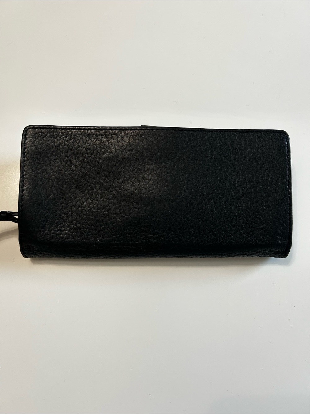 Cole Haan Black Pebbled Leather Zip Wallet with Snap Strap - Picture 3 of 6